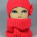 Cappello e scaldacollo donna misto lana rosso corallo uncinetto