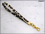 Cinturino staccabile da polso,  lungo 21 Cm. in similpelle leopardata finiture colore oro