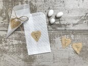 10 Vellum paper bags, bustine in carta pergamina con trama in rilievo fantasia boho, da utilizzare per confettate o lancio del riso
