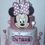 TORTA SCENOGRAFICA FINTA Minnie 2 anni compleanno rosa gomma eva