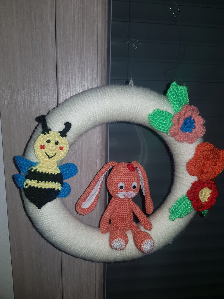 Decorazione Coniglietto Pasquale In Legno 16x12 Cm | Stampata Fronte/retro Per Porta, Finestra E Frigorifero