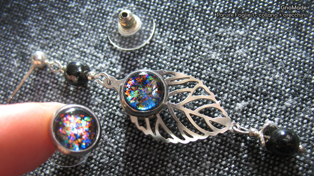 Set Collana E Orecchini Zara Dup Gold - Foglie Grandi A Lampadario, Dichiarazione