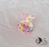 Bomboniere unicorno primo compleanno bimba con cubi nome multicolor 5 lettere