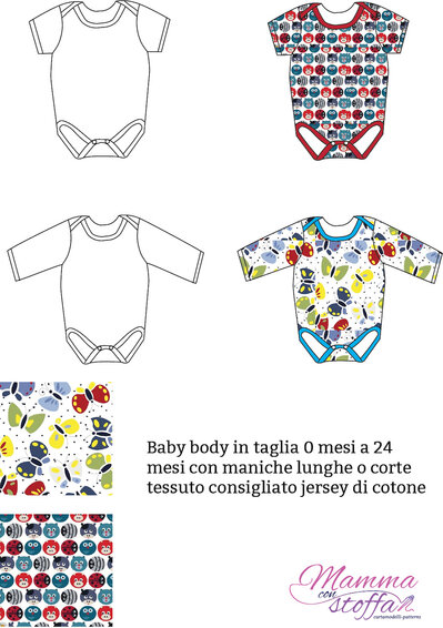 cartamodello pdf baby body molto semplice da taglia 0 mesi a 24 mes