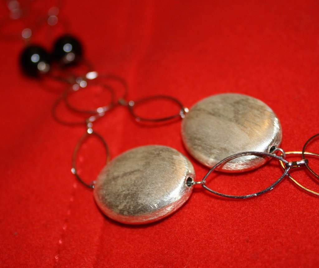 Collana Girocollo Minimal Con Ciondolo Ovale In Onice – Gioiello Boho In Argento E Zinco, Catena Regolabile Donna