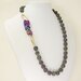 collana perle lavica riflessi viola con seta shibori, asimmetrica, regalo amica