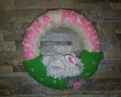 Ghirlanda fuoriporta di Buona Pasqua con un coniglietto fatta a mano 