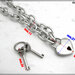 Collana a catena con lucchetto cuore, colore argento lunga cm.44 misura regolabile , idea regalo - Italyhere