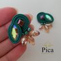 Orecchini soutache a lobo, piccoli e verdi 