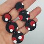 Orecchini nero rosso pois fimo pasta polimerica