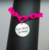Braccialetto Charm Scritta Frase Don't Worry Be Happy