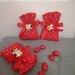 20 sacchettini porta confetti in cotone rossi con pois bianchi per laurea con tocco in legno naturale