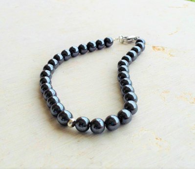 Bracciale uomo argento 925 con ematite Bracciale uomo argento 925 con ematite