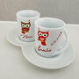 Set 2 tazzine da caffe Gufetti personalizzata