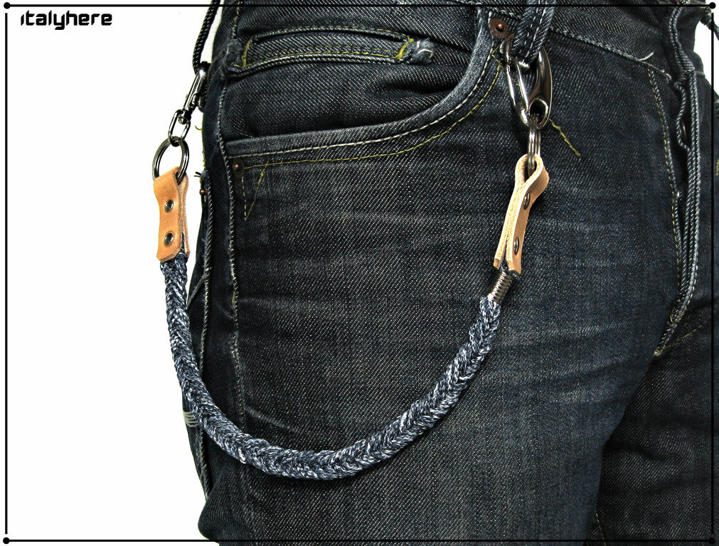 JaneYi (1 Pezzo) Catena per pantaloni Gothic Rock Hip-Hop Punk Jeans Catena Moda Pantaloni Catena Portafoglio Metallo Catena 3 in 1 Portachiavi per Uomo e Donna Argento