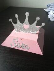 Scatolina corona Principessa glitter nome compleanno nascita battesimo 