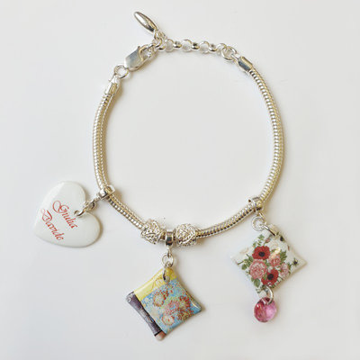 Bracciale In Argento Charm Fiori e Personalizzati Bracciale In Argento Charm Fiori e Personalizzati