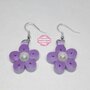 Orecchini pendenti in carta quilling -Spring flowers verde viola