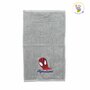 Asciugamano in spugna di cotone grigio Spiderman personalizzato con il nome, 50x30cm