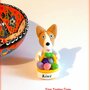 Decorazioni Pasqua con cane corgi con uova di pasqua personalizzato con il nome sul cestino, regalo pasqua per amanti dei pembroke corgi