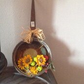 decorazione fiori secchi padellino rame