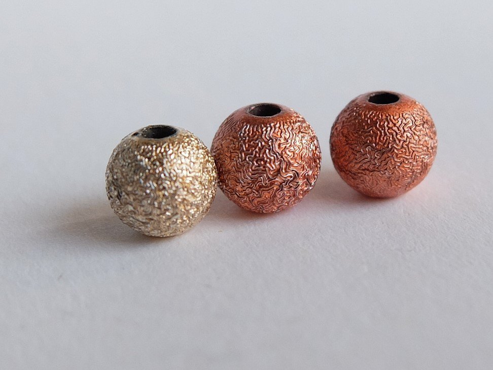 20 Pz. 925 Perline Rotonde Testurizzate In Argento Sterling Perline Spacer Argento