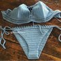 Bikini in cotone uncinetto color blu denim