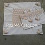 Set Copriforno e Coprifornelli Imbottito Fantasia Cuore Shabby Chic Fatto a Mano