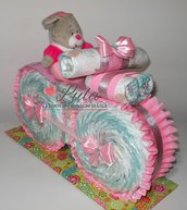 Torta di Pannolini Pampers Moto bicicletta peluche idea regalo nascita battesimo baby shower