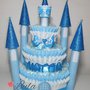 Torta di Pannolini Pampers Castello maschio bimbo azzurro idea regalo, originale ed utile, per nascite, battesimi baby shower