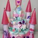 Torta di Pannolini Pampers Castello unicorni Little Pony + catenella portaciuccio silicone femmina rosa idea regalo originale e utile nascita battesimo