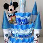 Torta di Pannolini Pampers Castello peluche Topolino maschio azzurro idea regalo originale e utile nascita battesimo baby shower