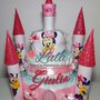 Torta di Pannolini Pampers Castello Minnie + bavaglino personalizzato femmina rosa idea regalo originale e utile nascita battesimo