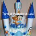 Torta di Pannolini Pampers Castello + bavaglino personalizzato Topolino maschio azzurro idea regalo originale e utile nascita battesimo