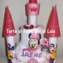 Torta di Pannolini Pampers Castello Minnie + bavaglino personalizzato femmina rosa idea regalo originale e utile nascita battesimo