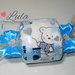 Torta di Pannolini Pampers Caramella + bavaglino maschio azzurro idea regalo originale e utile nascita battesimo