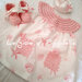 Completino prendisole baby con inserti crochet rosa talia 3 mesi.