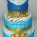 Torta di Pannolini Pampers Corona Re Regina principe principessa maschio azzurra + nome idea regalo utile nascita battesimo baby shower