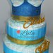 Torta di Pannolini Pampers Corona Re Regina principe principessa maschio azzurra + nome idea regalo utile nascita battesimo baby shower