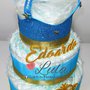 Torta di Pannolini Pampers Corona Re Regina principe principessa maschio azzurra + nome idea regalo utile nascita battesimo baby shower