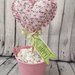 Vaso decorativo con cuore in stoffa stampata rosa Frase personalizzabile IDEA REGALO VASI CUORI 