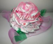 Torta di Pannolini Pampers baby dry bouquet FIORI bouquet rosa grande nascita battesimo baby shower