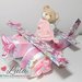 Torta di Pannolini Pampers Aereo + Doudou rosa femmina - idea regalo, originale ed utile, per nascite, battesimi e compleanni