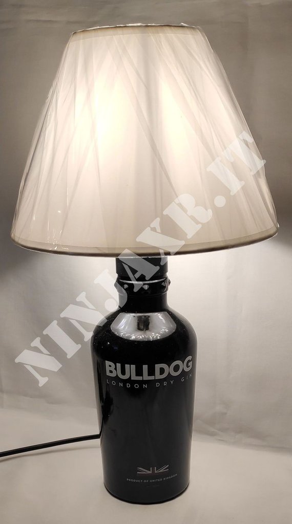 Lampada da tavolo artigianale da Bottiglia Gin Bulldog