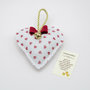 Gadget portafortuna cuore bianco con campanellino, 9 x 9 cm