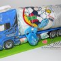 Torta di Pannolini Pampers CAMION AUTOBOTTE CISTERNA idea regalo nascita battesimo baby shower maschio...