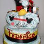 Torta di Pannolini Pampers Moto bicicletta Peluche TOPOLINO MINNIE idea regalo nascita battesimo baby shower