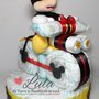 Torta di Pannolini Pampers Moto bicicletta Peluche Topolino idea regalo nascita battesimo baby shower