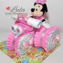 Torta di Pannolini Pampers triciclo peluche Minnie idea regalo nascita battesimo baby shower