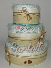 Torta di Pannolini Pampers Country Chic idea regalo, nascita, battesimo, compleanno, baby shower